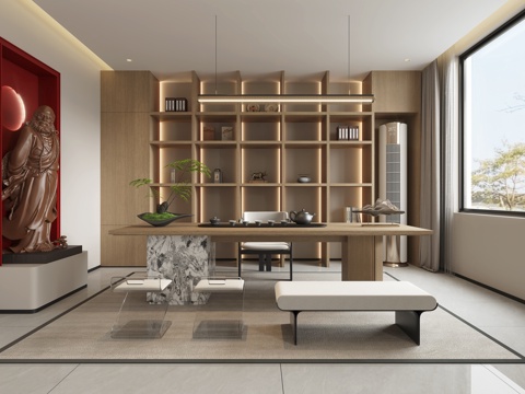  民宿大厅 茶室3d模型 