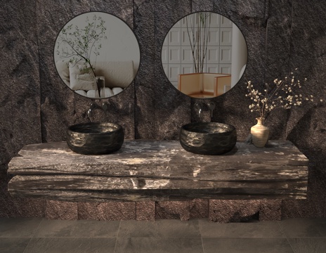  现代卫生间洗手台3d模型 