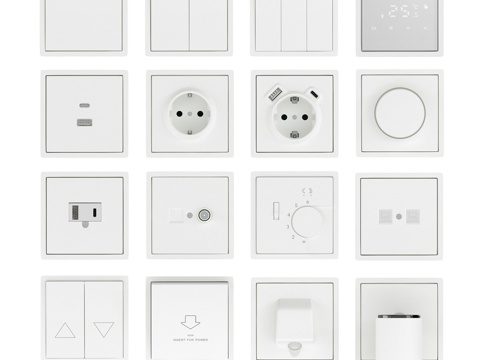  OM插座开关系列R98 Donel（哑光白3d模型 