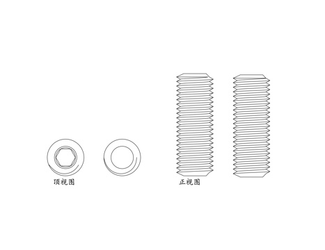 沉头螺丝 平口螺丝 扁平螺丝 平头机丝 平尾螺丝cad施工图cad施工图