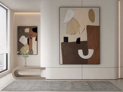  极简抽象挂画3d模型 