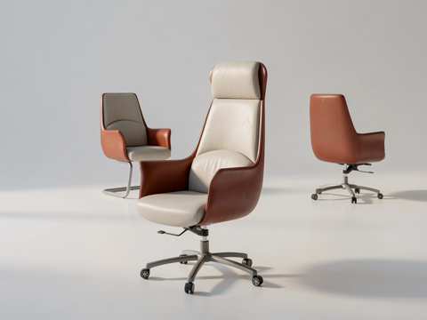 现代办公椅_老板椅_扶手椅_办公椅_有滑轮su模型