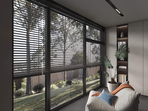  现代落地窗3d模型 