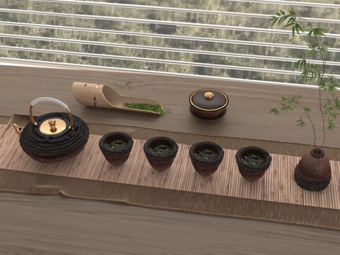  现代茶具3d模型 