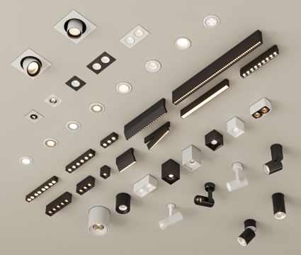 现代筒灯射灯su模型