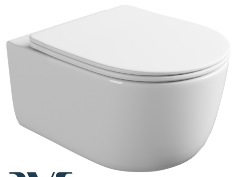  OM 壁挂式马桶 AVS Descartes 无圈边款，白色3d模型 