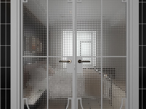  现代平开门3d模型 