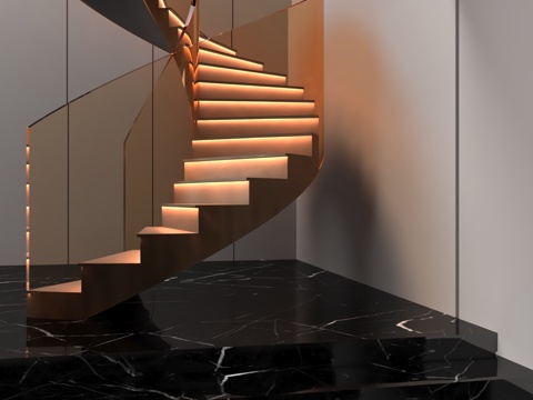  现代旋转楼梯3d模型 