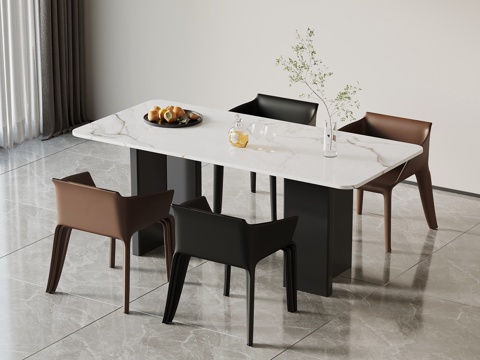  现代意式餐桌椅3d模型 