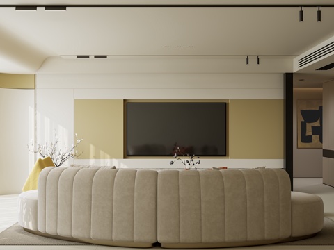  现代客厅3d模型 