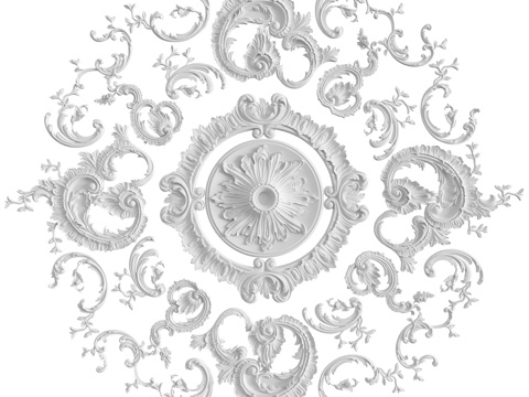  带灰泥装饰的玫瑰花饰，套装编号1483d模型 