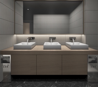  现代卫生间洗手台3d模型 