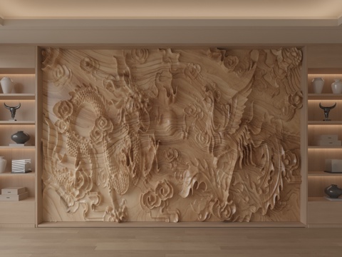  现代浮雕墙3d模型 