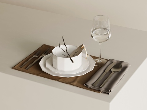 现代餐具su模型