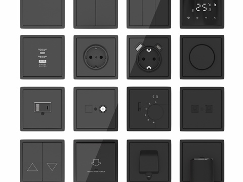  OM插座开关系列R98 Donel（黑色阳极氧化3d模型 