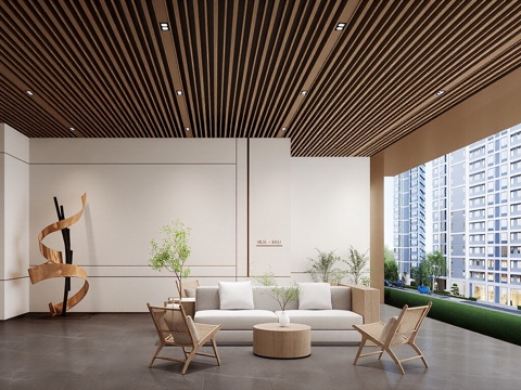  现代轻奢休息区 休闲区 休息区 办公休息区3d模型 