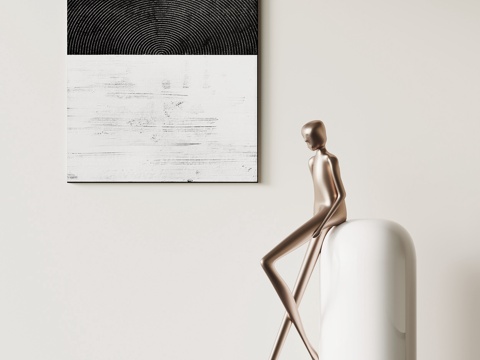 现代意式落地雕塑su模型