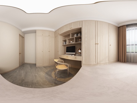 原木风简约卧室