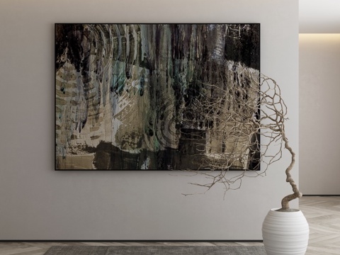  极简抽象挂画3d模型 