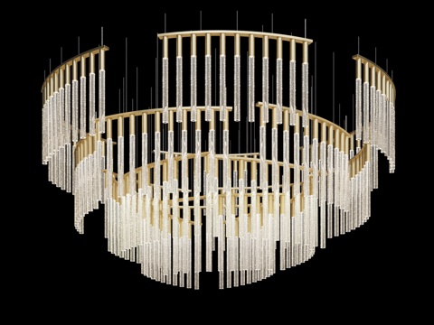  大型弧形悬挂式吊灯3d模型 