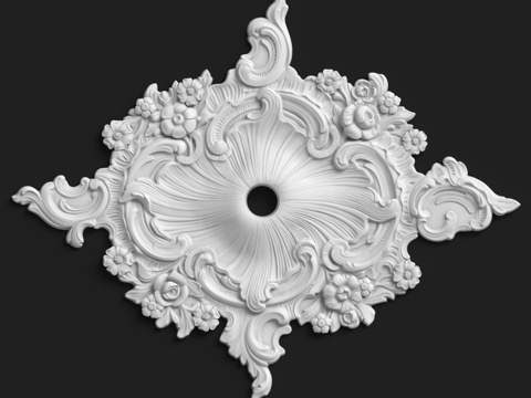  带装饰线的预制花饰，编号1403d模型 