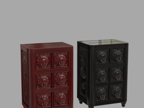  新中式置物柜3d模型 