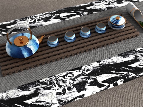  现代茶具3d模型 