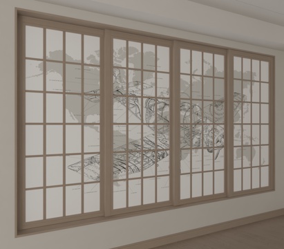  现代推拉窗3d模型 