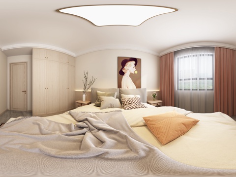 原木风简约卧室