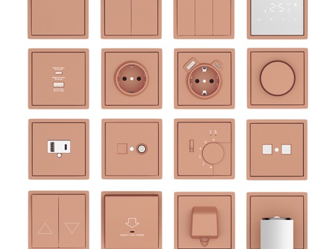  OM插座开关系列R98 Donel（珊瑚色）3d模型 