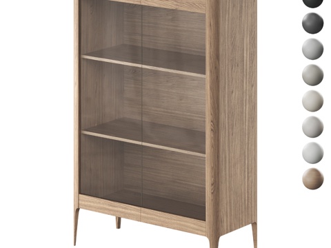  OM展示柜 橡木玻璃款 高150厘米3d模型 