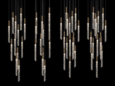  圆形与方形底座泡泡造型吊灯3d模型 