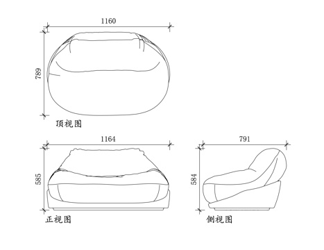  云朵沙发 蜂窝沙发 懒人泡泡沙发 圆滚滚沙发 蓬松沙发cad施工图 
