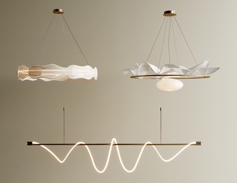  奶油风吊灯3d模型 