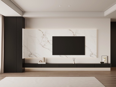 现代意式电视背景墙su模型