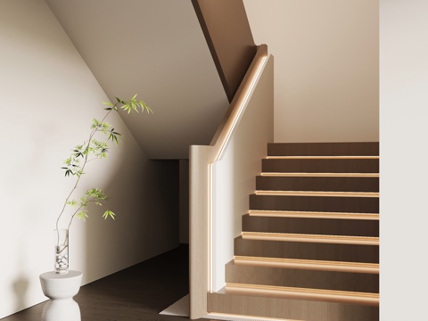 现代意式楼梯 楼梯间su模型