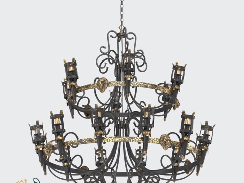 大型狮子造型吊灯 RS121 12+63d模型