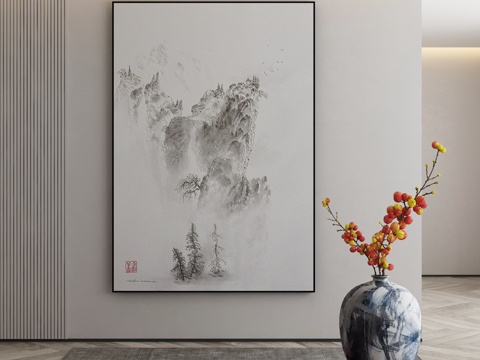  极简抽象挂画3d模型 