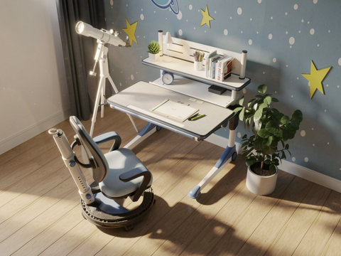 现代儿童书桌椅su模型