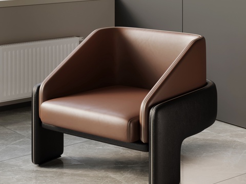  现代意式休闲椅 单人沙发 皮革沙发3d模型 