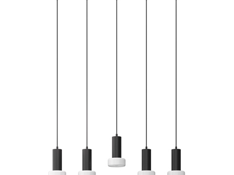  菌菇层叠吊灯，直径15x25厘米，5盏灯罩3d模型 