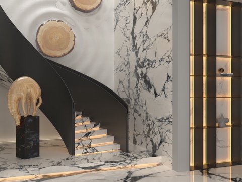  现代旋转楼梯3d模型 