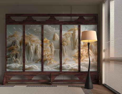  现代屏风3d模型 