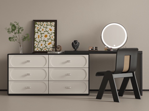 法式奶油梳妆台su模型