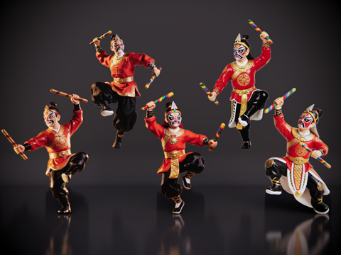 2D英歌舞手办 国潮手办 英歌舞 非遗传承活动 非遗手办su模型