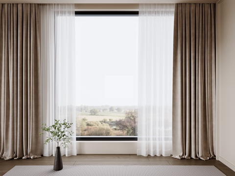  现代窗帘3d模型 
