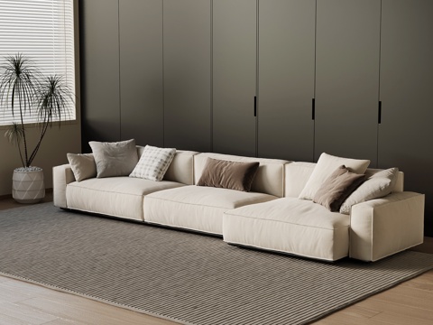 现代沙发 多人沙发 三人沙发su模型