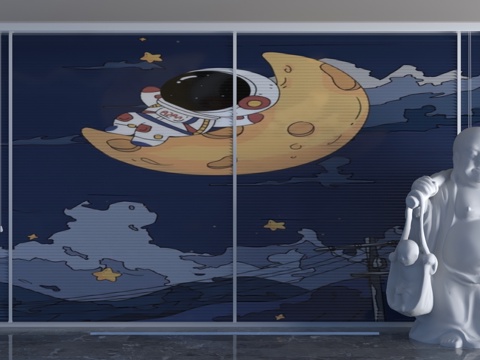  现代窗帘3d模型 