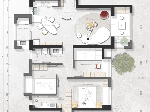 彩平 平面布局cad施工图