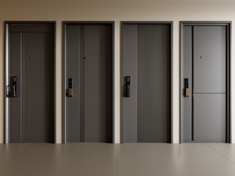  现代防盗门3d模型 